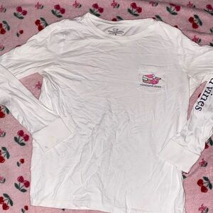 Vineyard Vines White Long Sleeve Tee with Logo